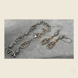 Brighton Silver Gold Heart Bracelet Earrings Set